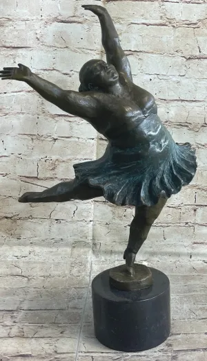 Handcrafted Detailed Verdi Patina Trophy Dancer Signed Original Bronze Sculpture