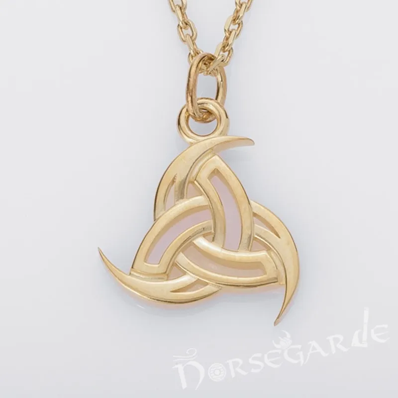 Handcrafted Miniature Horn Triskelion Pendant - Gold