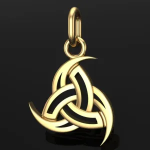 Handcrafted Miniature Horn Triskelion Pendant - Gold