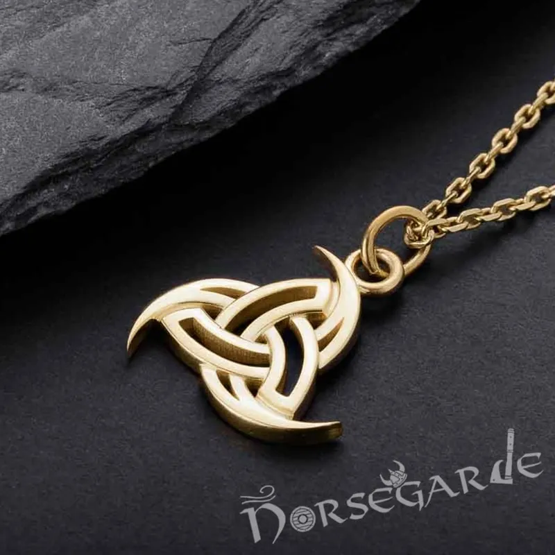 Handcrafted Miniature Horn Triskelion Pendant - Gold