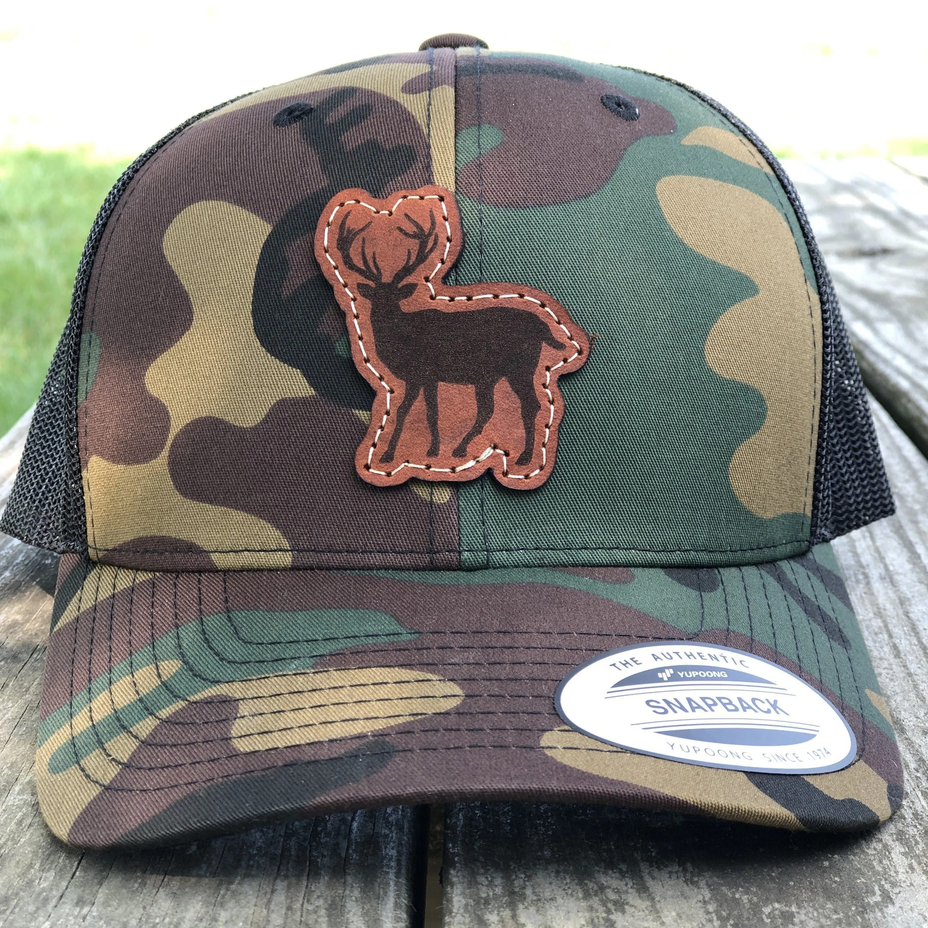 Handcrafted Unisex Leather Deer Patch Trucker Hat