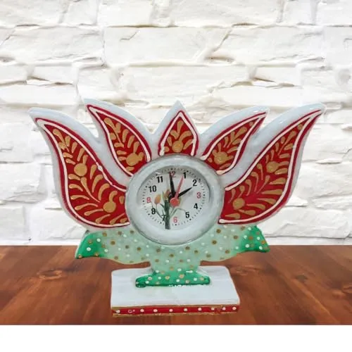 Handcrafted White Marble Decorative Table Clock, 20cm x 15cm