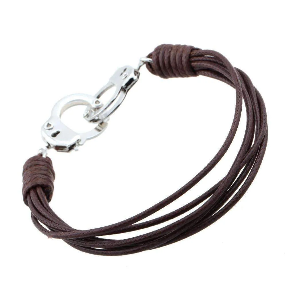 Handcuffed Stainless Steel Leather Bracelet