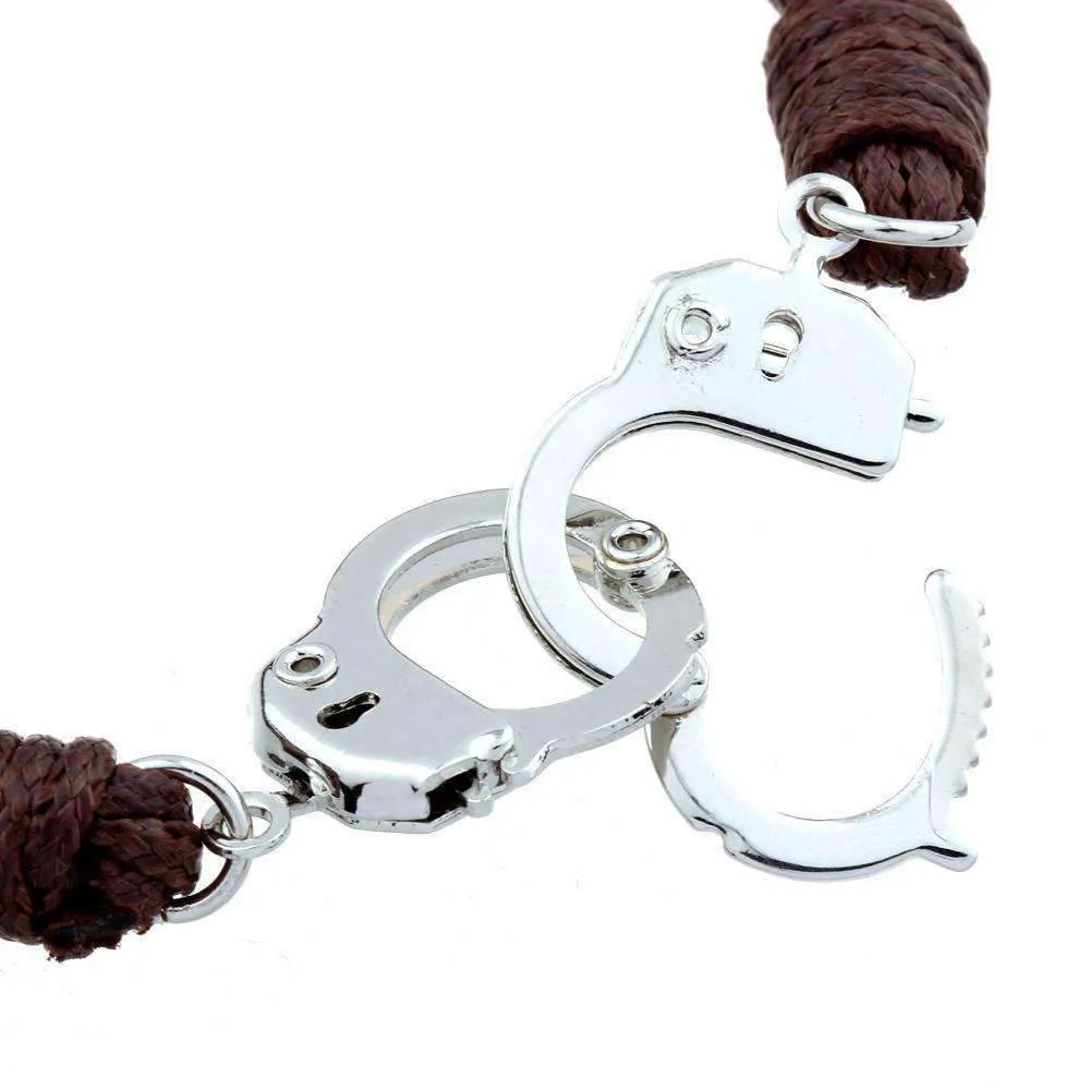 Handcuffed Stainless Steel Leather Bracelet