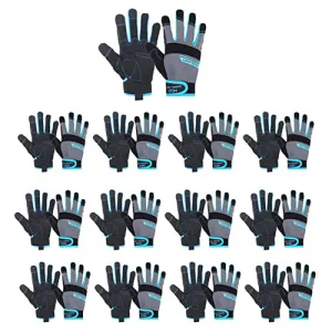 Handlandy Work Gloves Men & Women Bulk, Flexible Breathable Utility Mechanic Working Gloves Touch Screen 6035 (12 Pairs )