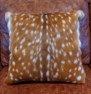 Handmade 100% Genuine Leather Axis Hide Pillow 18x18