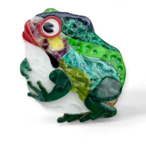 Handmade Acrylic Art Brooch - The Glamorous Toad