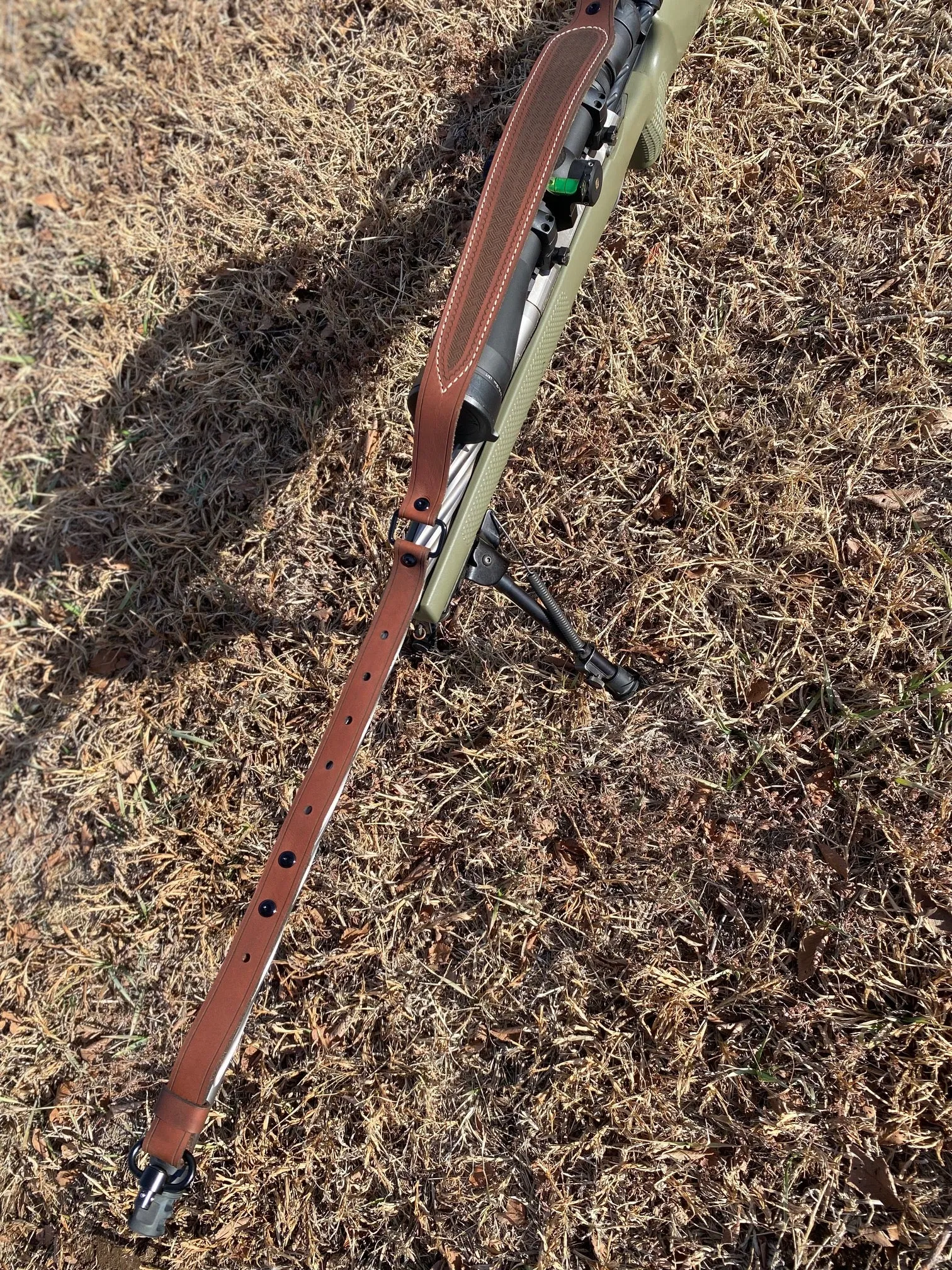 Handmade Adjustable Brown Leather Tactical Gun Sling