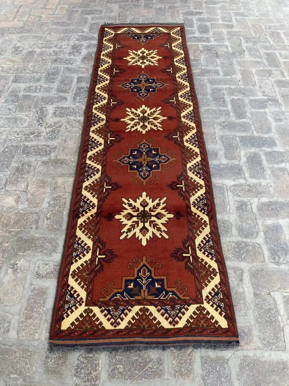 Handmade Afghan Runner Rug - Traditional Design