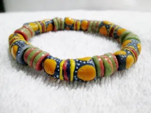 Handmade AFRICA TRADE Bead BRACELET Tribal Ethnic Cuff Bangle BLUE ORANGE GREEN RED