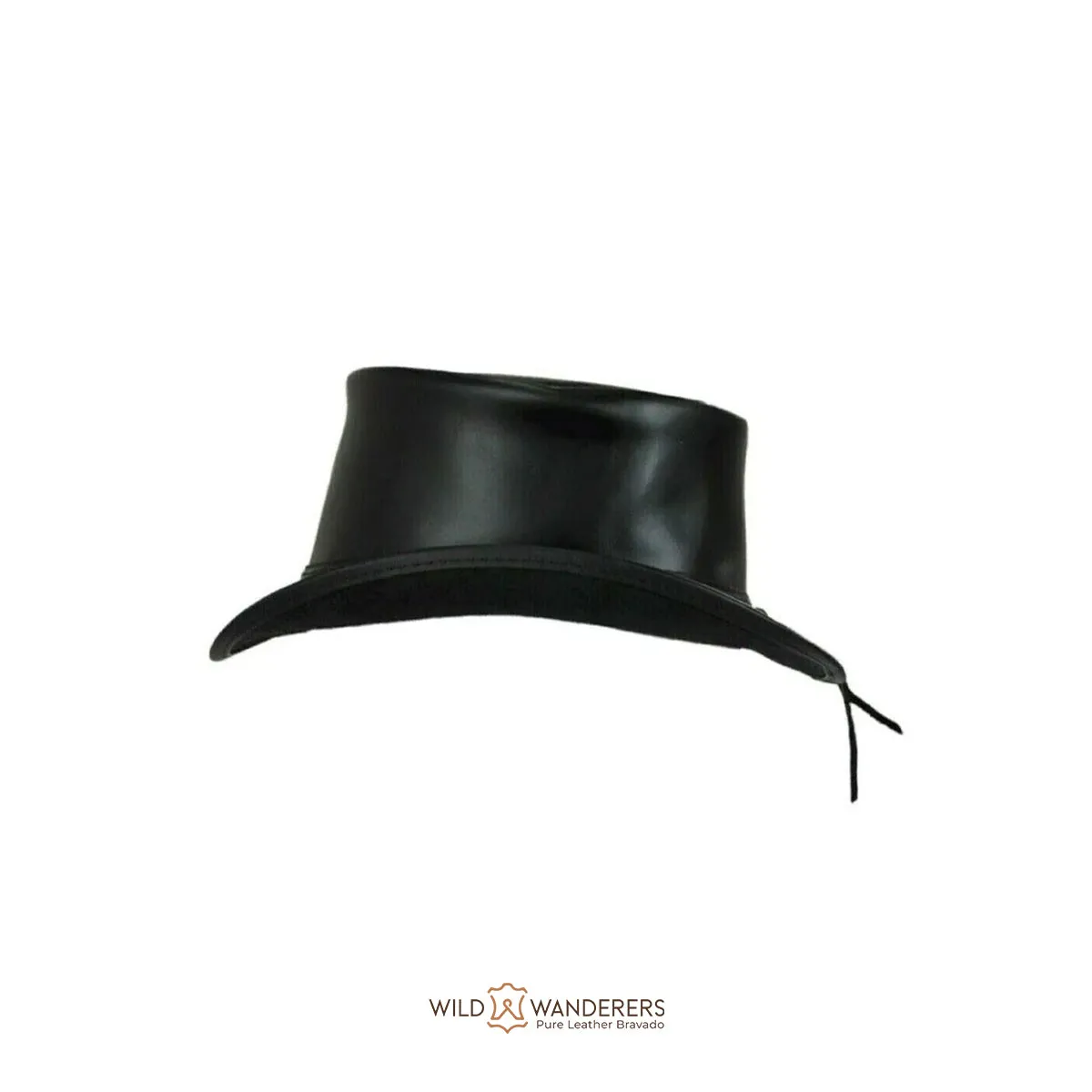 Handmade Black Steampunk Leather Top Hat