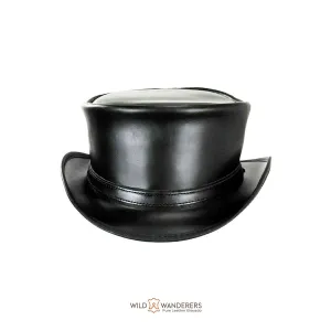 Handmade Black Steampunk Leather Top Hat