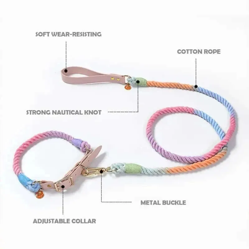 Handmade Braided Cotton Pet Traction Rope Collar Set