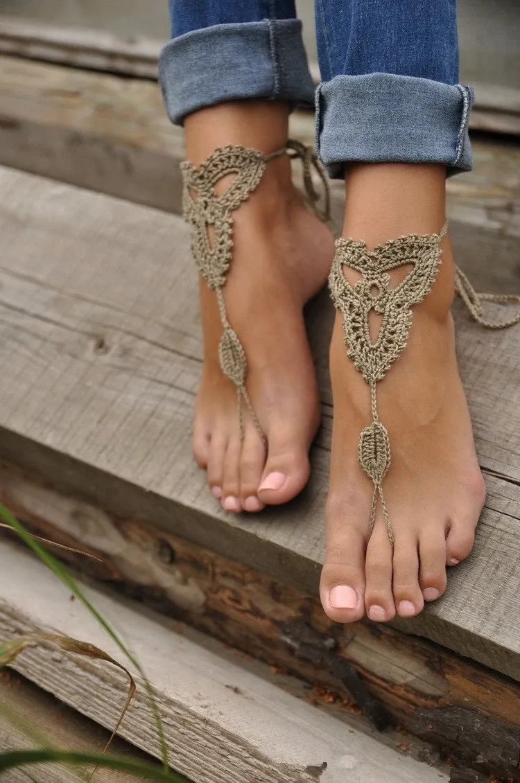 Handmade cotton thread flower anklet bracelet