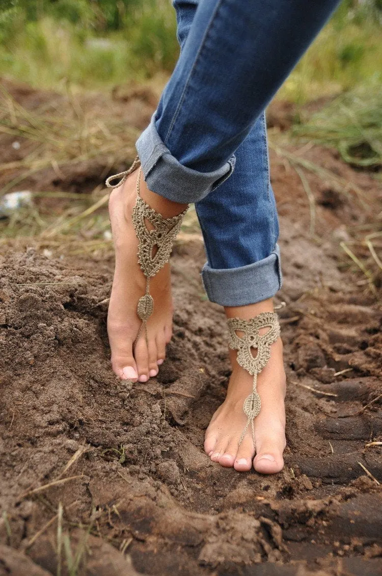 Handmade cotton thread flower anklet bracelet