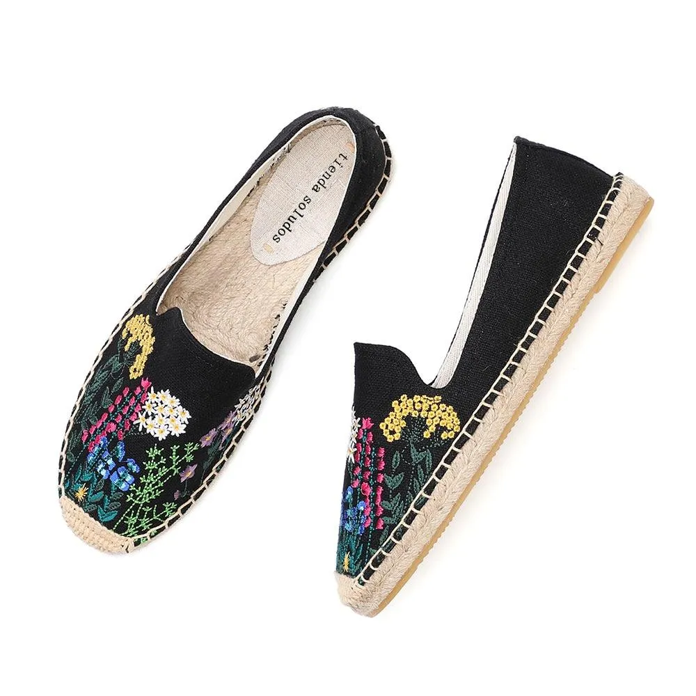 Handmade Embroidery Slip-On Espadrilles Flat Shoes