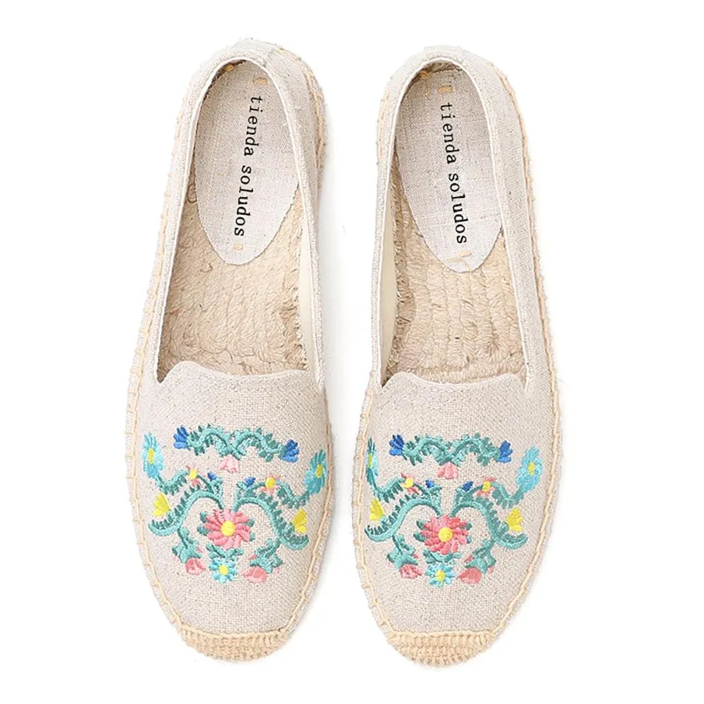 Handmade Embroidery Slip-On Espadrilles Flat Shoes