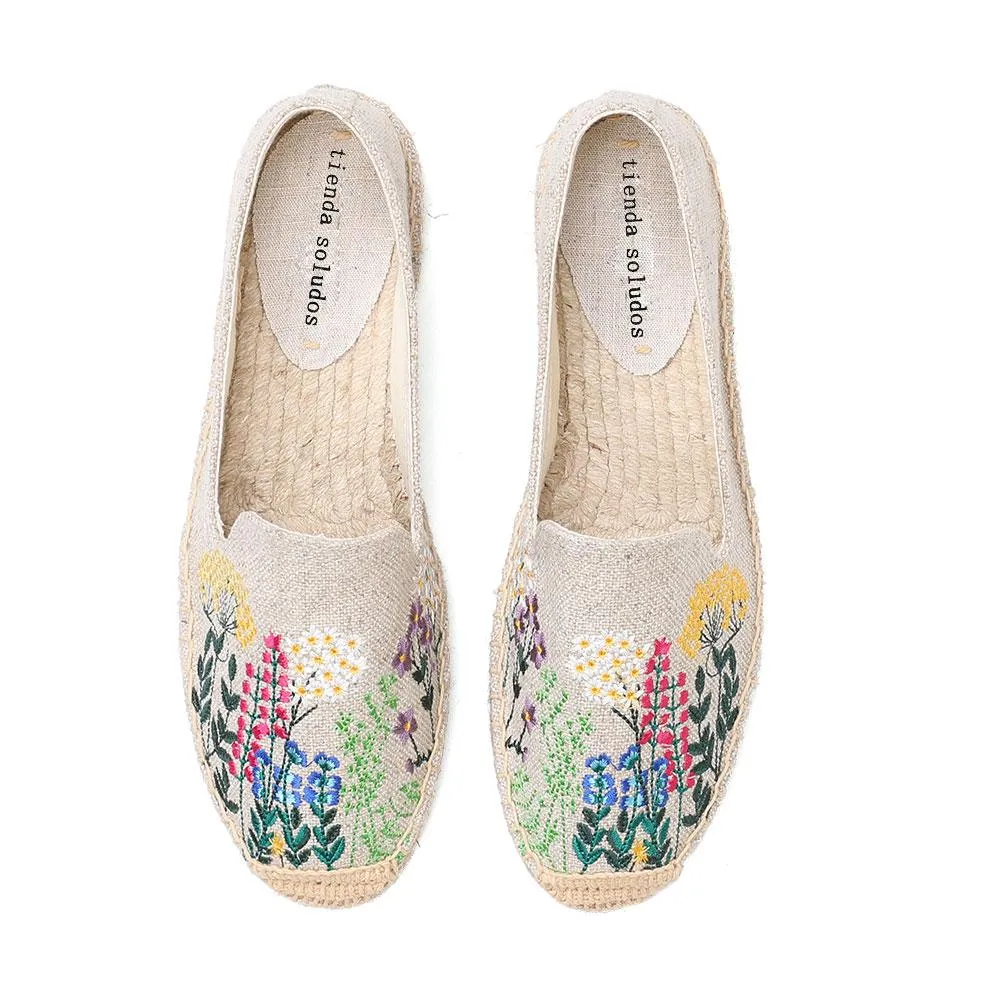 Handmade Embroidery Slip-On Espadrilles Flat Shoes