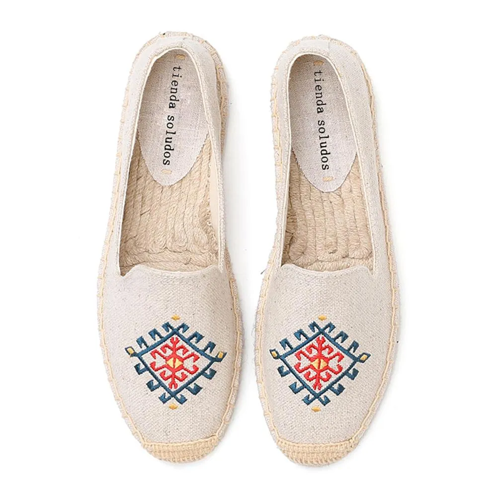 Handmade Embroidery Slip-On Espadrilles Flat Shoes