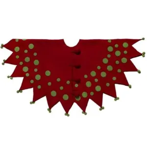 Handmade Felt Christmas Tree Skirt - Jester In Red And Green - 60"