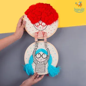 Handmade Friends Hanging Embroidery Hoop Art