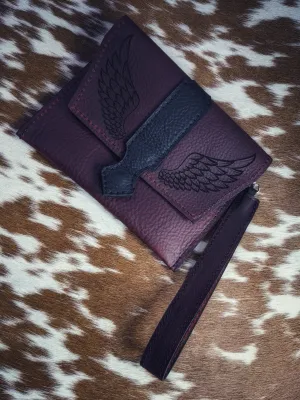 Handmade Genuine Leather Angel Wings Envelope Clutch