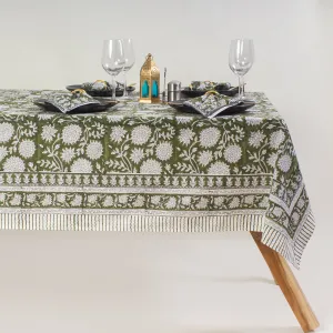 Handmade Green Floral Print Cotton Table Cover Best Design