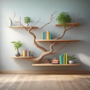 Handmade Live Edge Tree Branch Bookcase