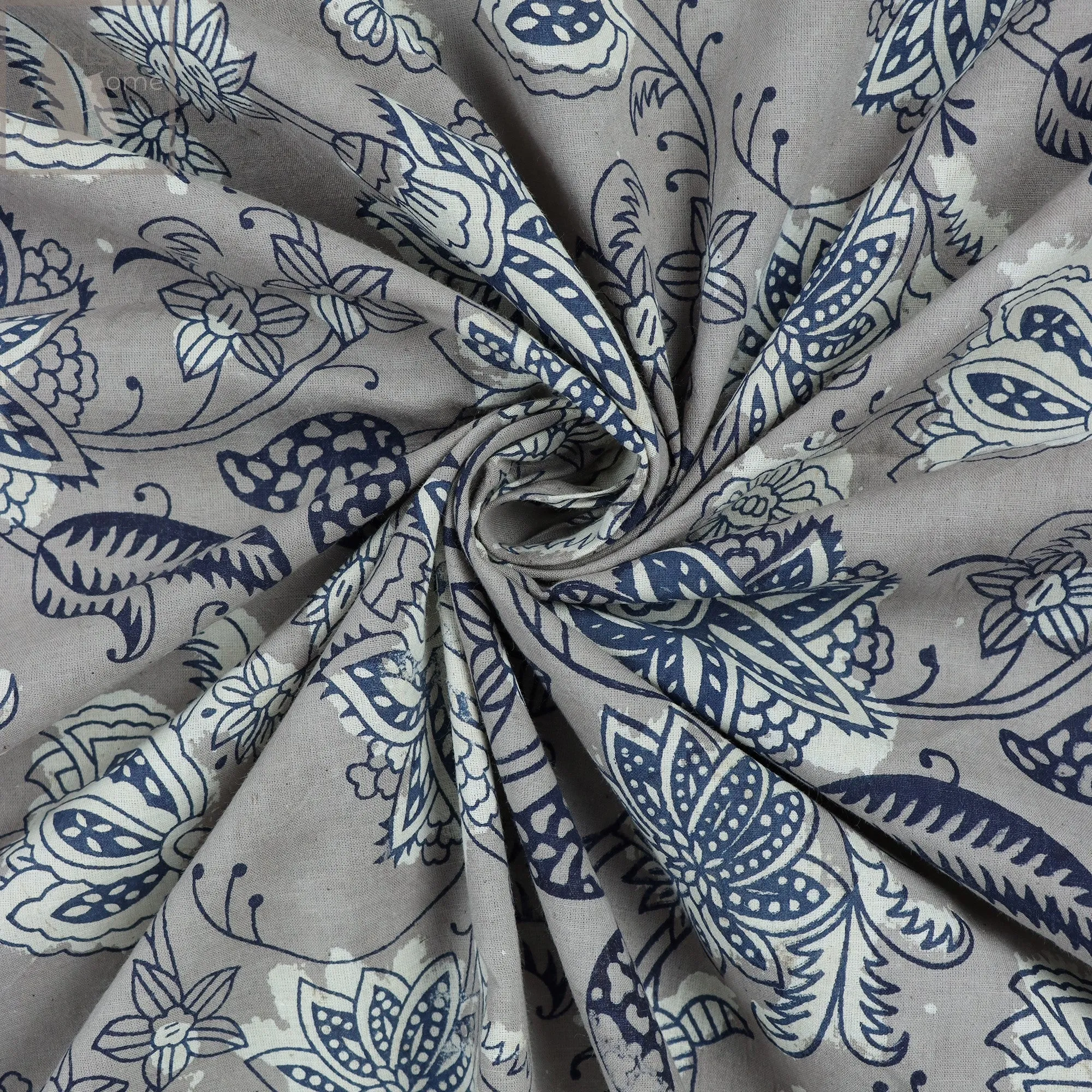 Handmade Natural Dyed Leaf Dabu Print Cotton Fabric