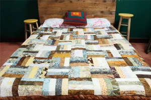 Handmade Quilted Patchwork Batik Printed Bedspread