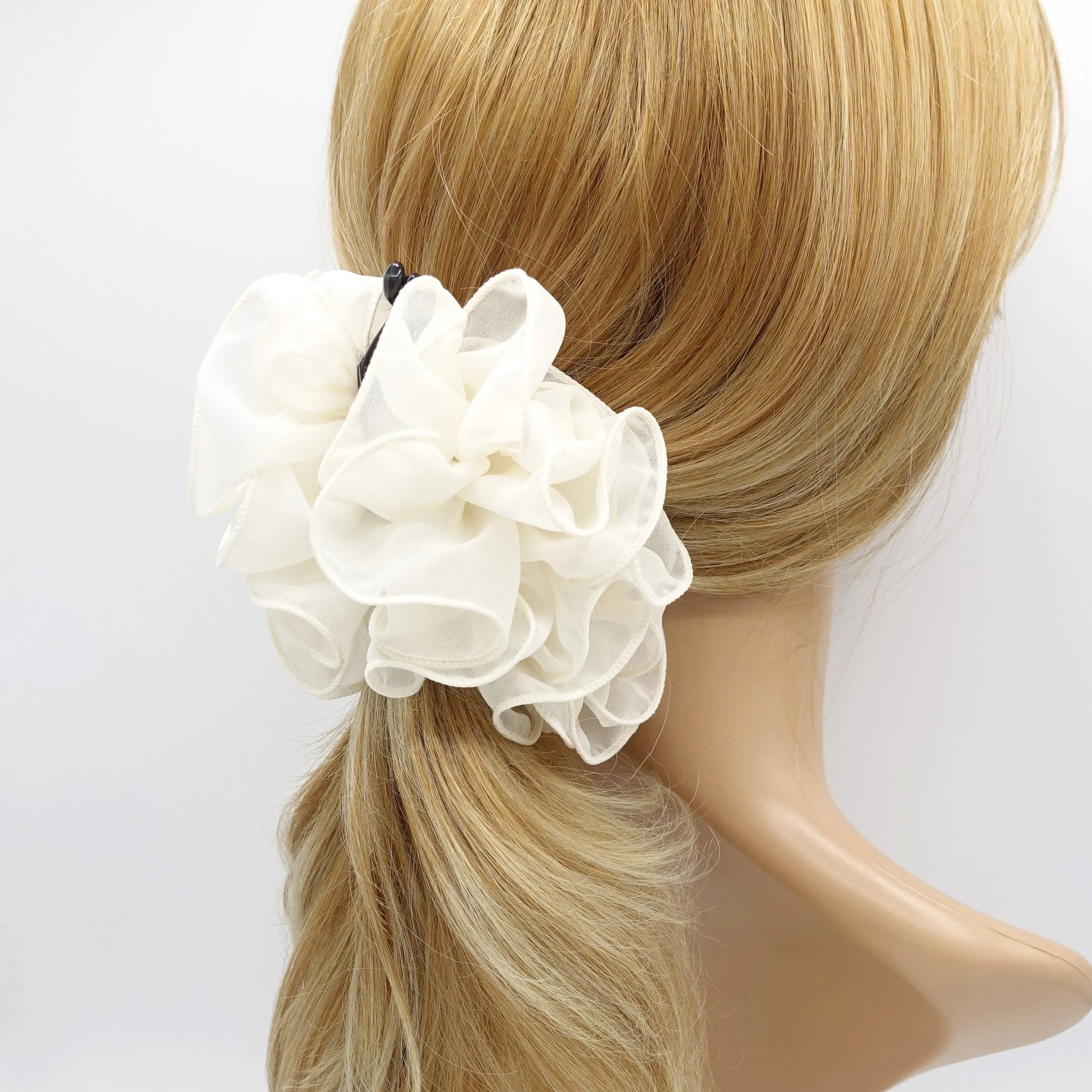 handmade ruffle chiffon banana hair clip fabric Wave Banana Hair Clip Women Hair Accessories