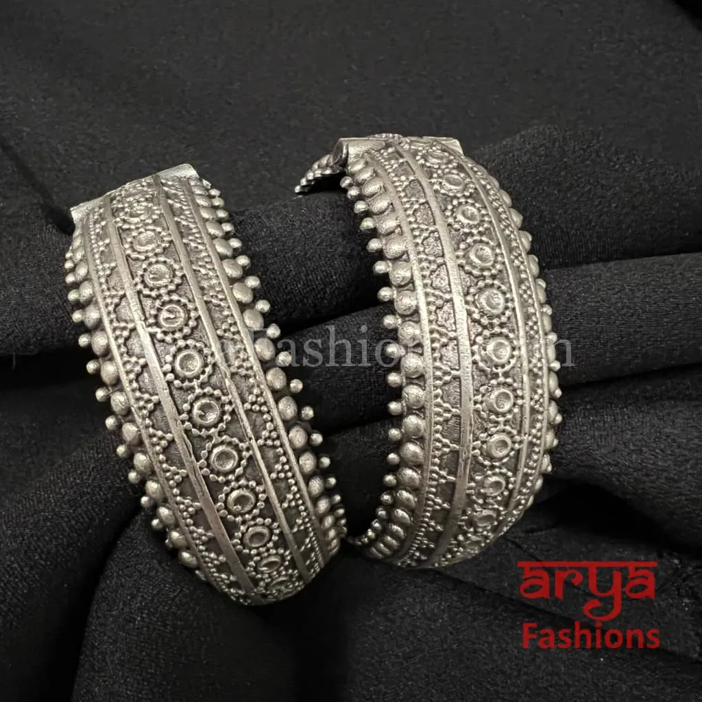 Handmade Silver Oxidized Bracelet Gokhroo Bangles