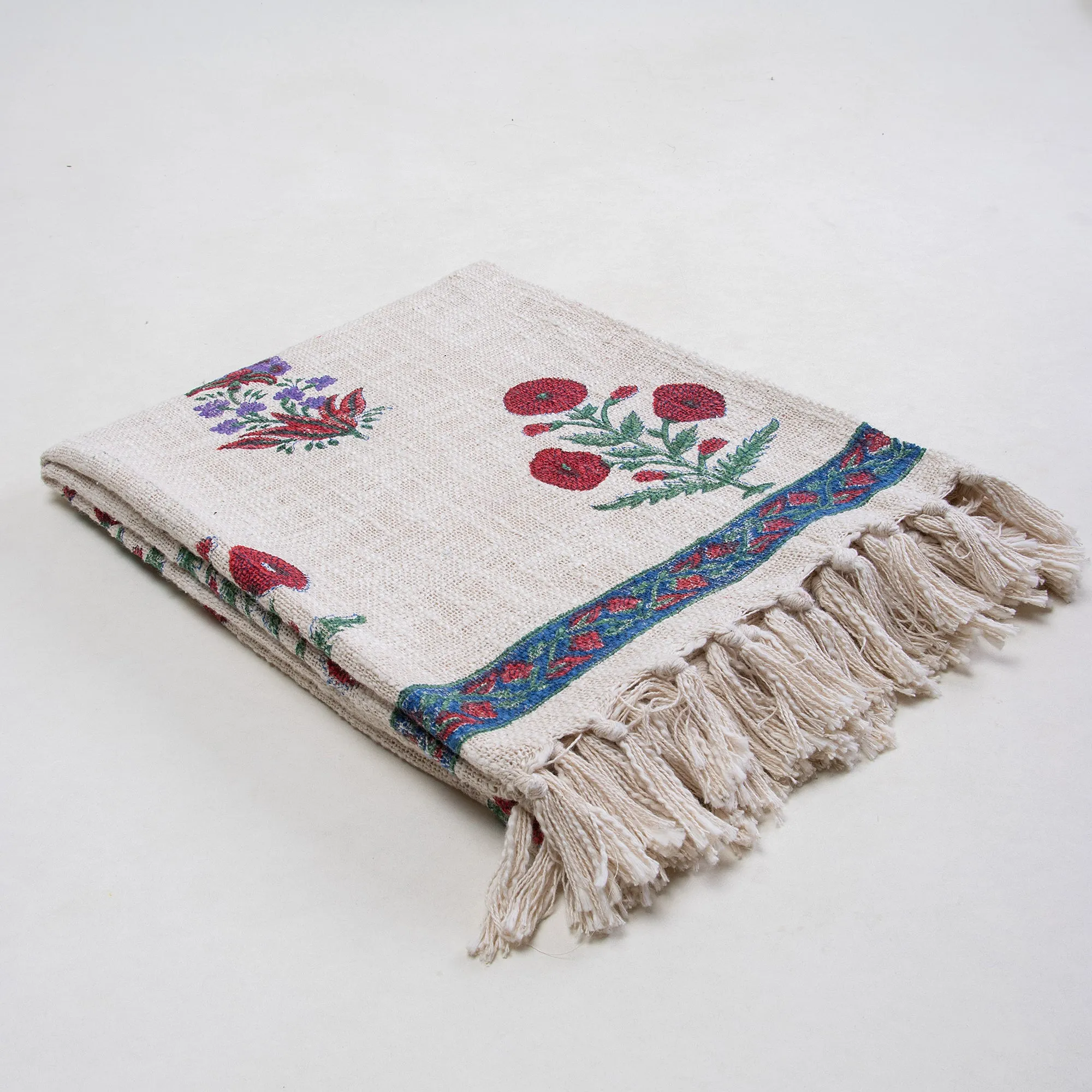 Handmade Stylish Floral Printed Throw For Home Decor