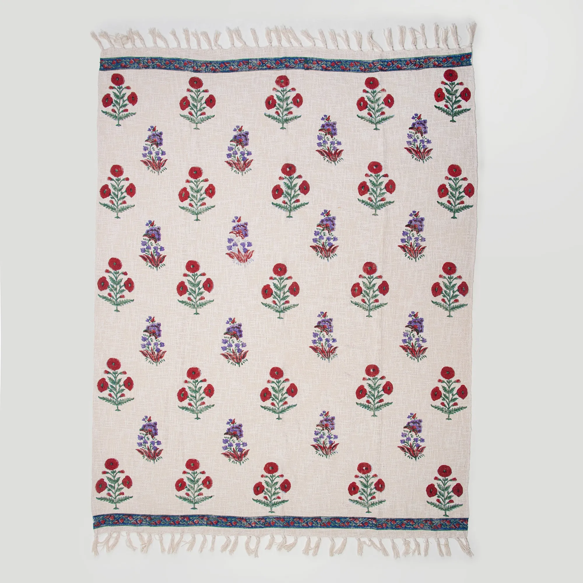 Handmade Stylish Floral Printed Throw For Home Decor