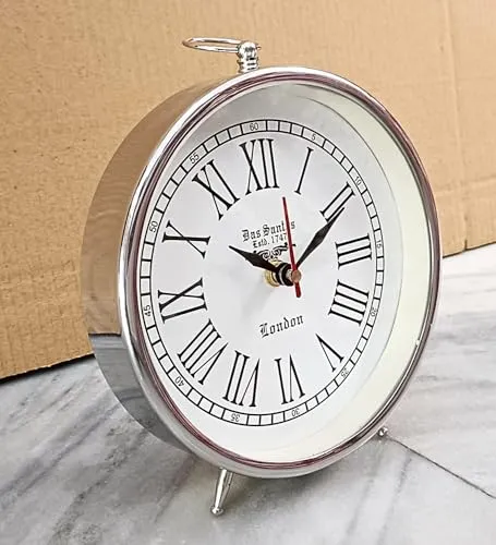 Handmade Table Top Clock Desk Clock Nautical Stayle Roman Number Beautiful Table Clock| Hanging Table Clock| Home & Office Bed Room Studio Decoration | 6 inch White