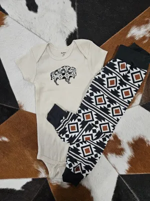 Handmade Tan Buffalo Aztec Jogger Set