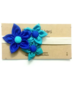 Handmade Three Flower Bunch Headband - Blue