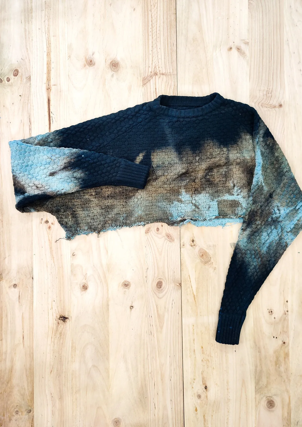 HANDPAINTED / CROPPED - SWEATER OVERSIZE - KNIT PEARL black painted