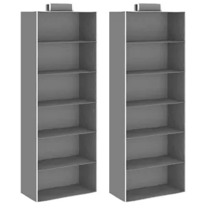 Hanging Closet Organisers 2 pcs with 6 Shelves Fabric