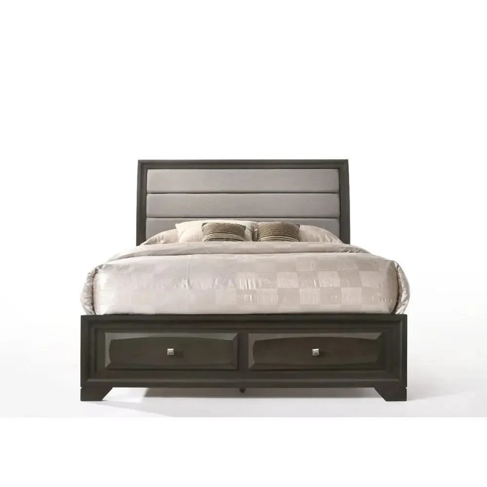 Hank King Bed, Gray Fabric & Antique Gray