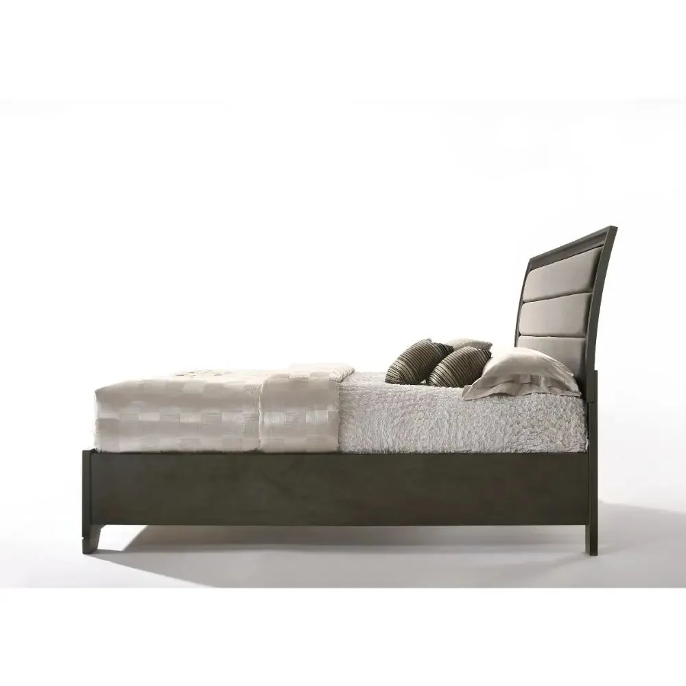 Hank King Bed, Gray Fabric & Antique Gray