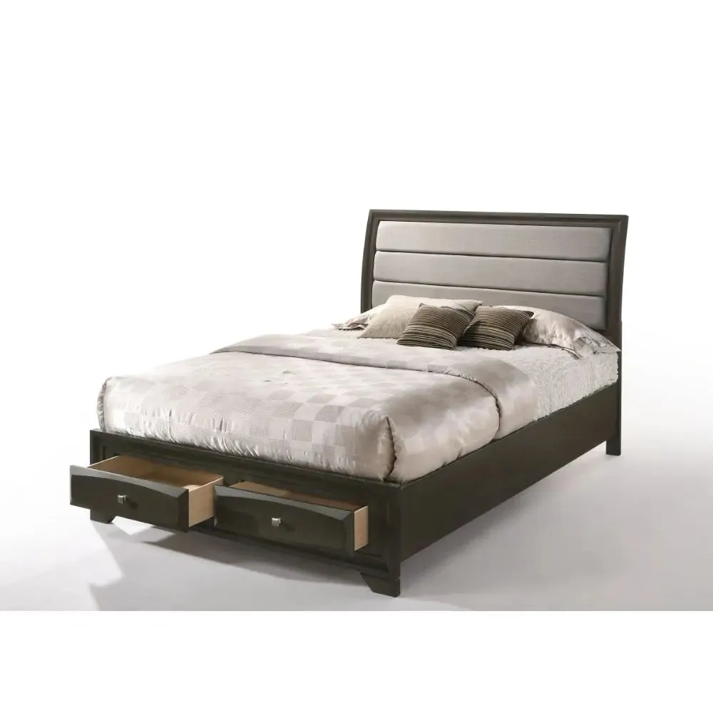 Hank King Bed, Gray Fabric & Antique Gray