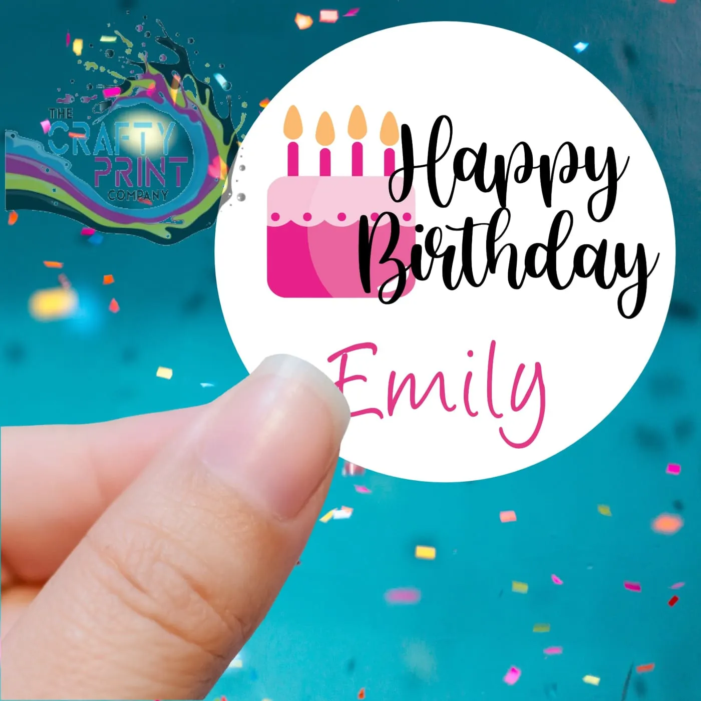 Happy Birthday Cake Design Printed Sticker