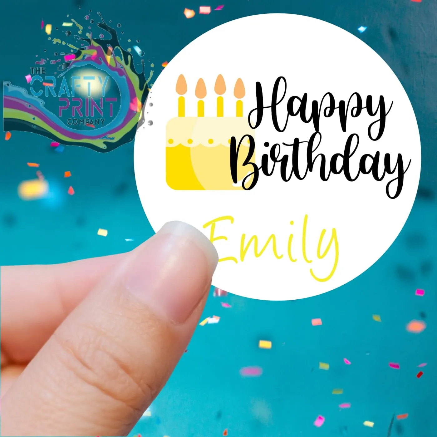 Happy Birthday Cake Design Printed Sticker