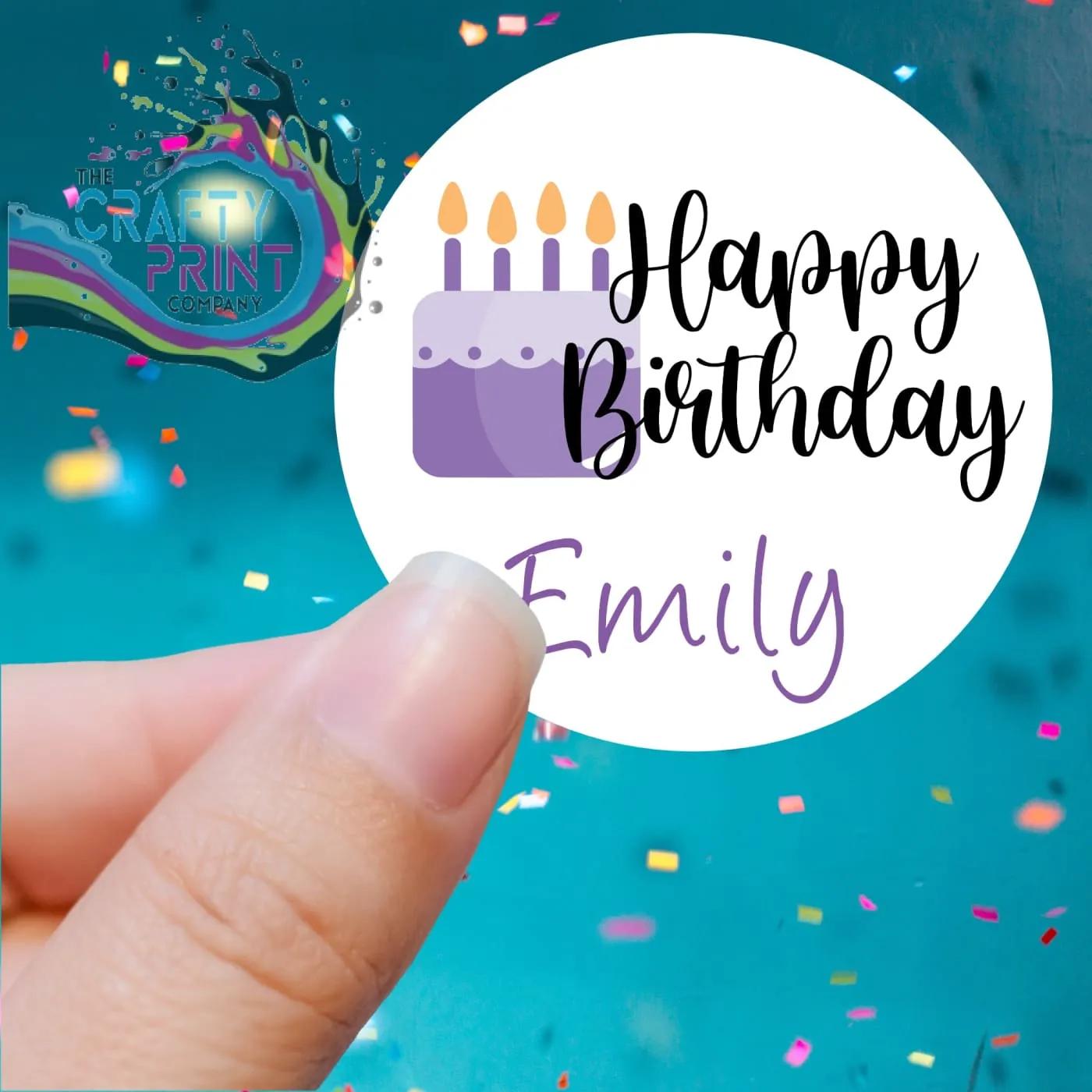 Happy Birthday Cake Design Printed Sticker