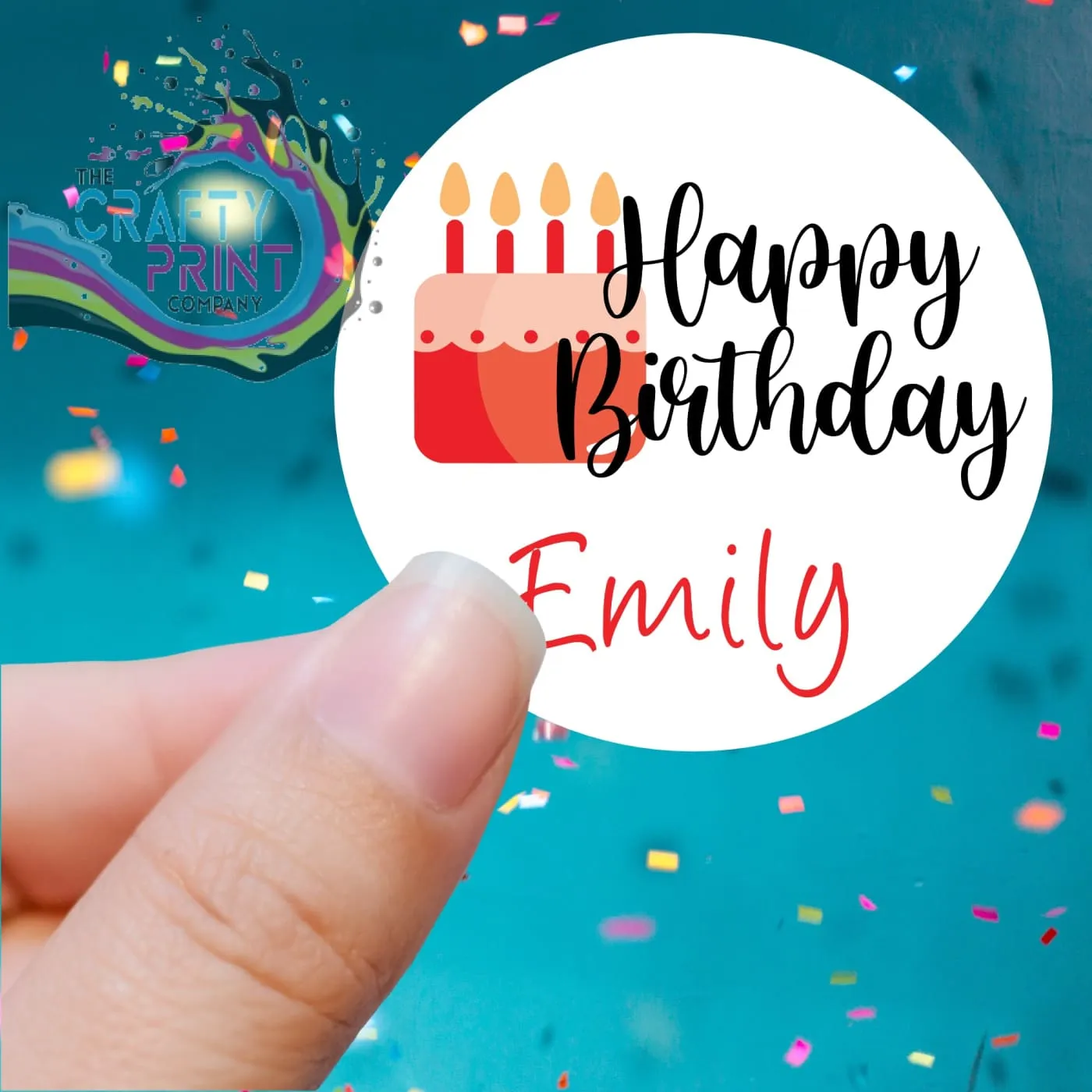 Happy Birthday Cake Design Printed Sticker