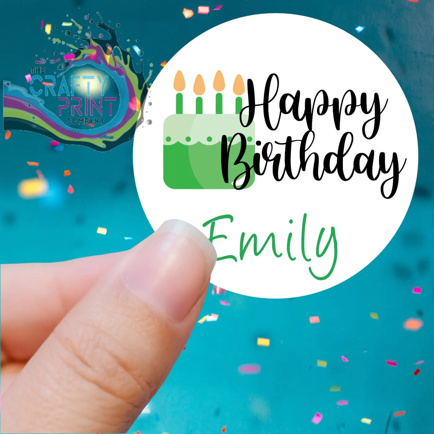 Happy Birthday Cake Design Printed Sticker