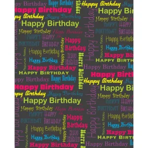 Happy Birthday Collage Printed Backdrop (Dark Gray)