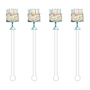 Happy Birthday Confetti Cake Acrylic Stir Sticks