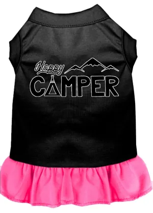 Happy Camper Screen Print Dog Dress Black With Bright Pink Med (12)